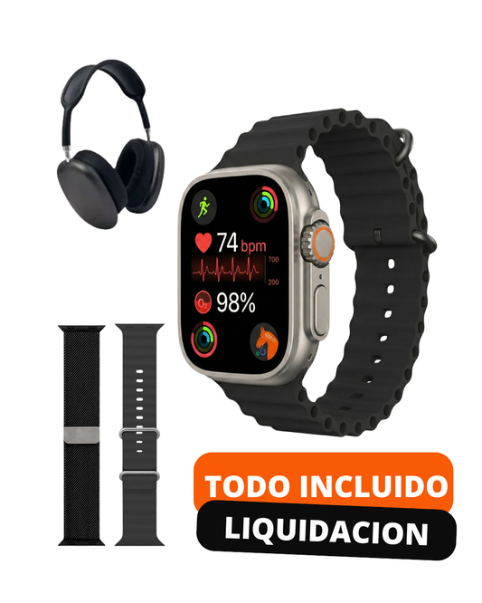 Smartwatch P9 Ultra 2+ Audífonos GRATIS — color negro